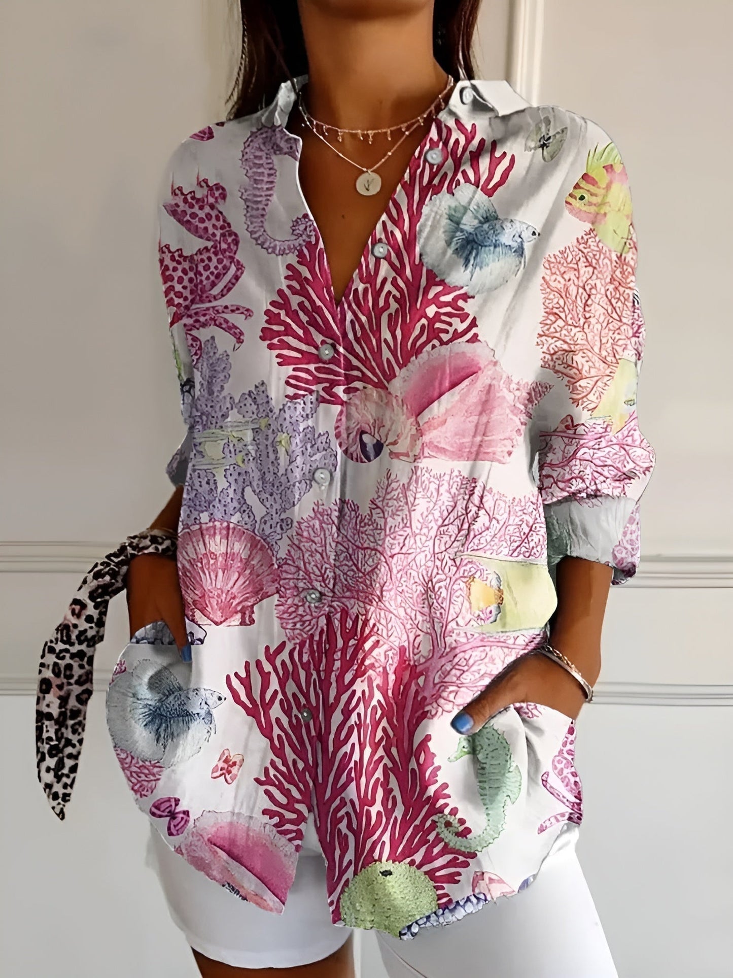 Marleen – Blusa con botones y mangas largas